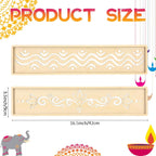 2 Pcs Diwali 16.5 Inch Large Rangoli Stencils Wooden DIY Making Kit, Reusable Rectangular Rangoli Stencils for Indian Decor, Diwali Onam Varalakshmi Pooja Festival Floor Painting(Wave)