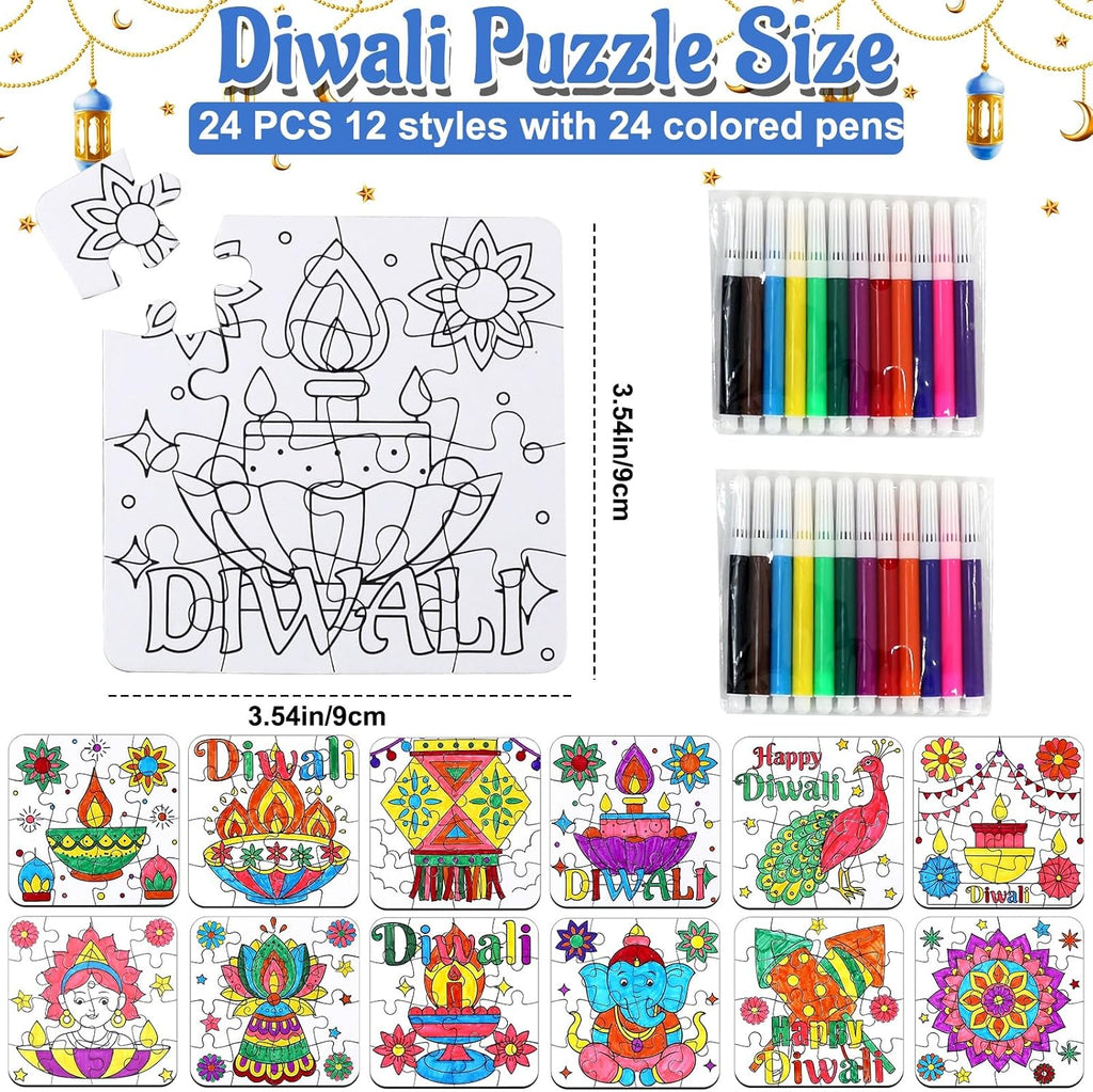 Diwali Crafts & Party Favors for Kids Bulk, Rangoli Activity DIY Art Puzzle