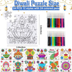 Diwali Crafts & Party Favors for Kids Bulk, Rangoli Activity DIY Art Puzzle