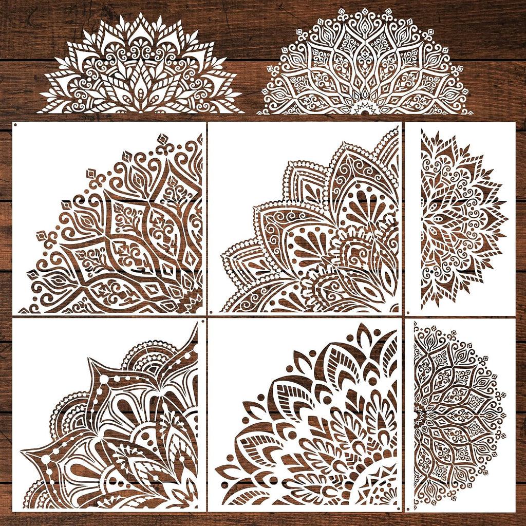 Large Mandala Stencils - 6 Pc Ranger Stencils for Walls & Fabric