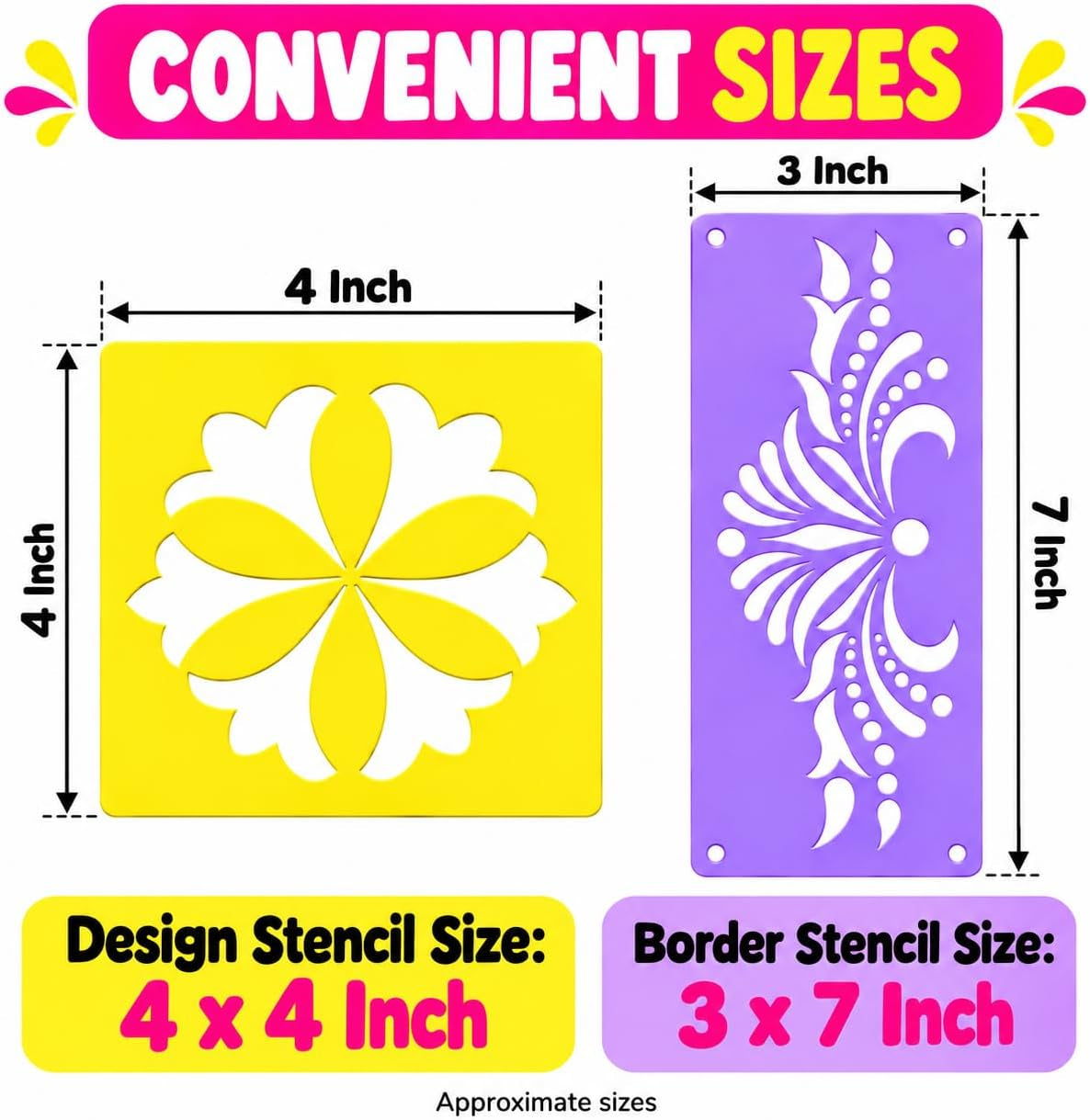 12 Different Design Draw Rangoli Making Kit Rangoli Stamp Om Swastik Flower Design Colourful Rangoli Making Stencils & 6 Border Stencils Total 18 Pieces