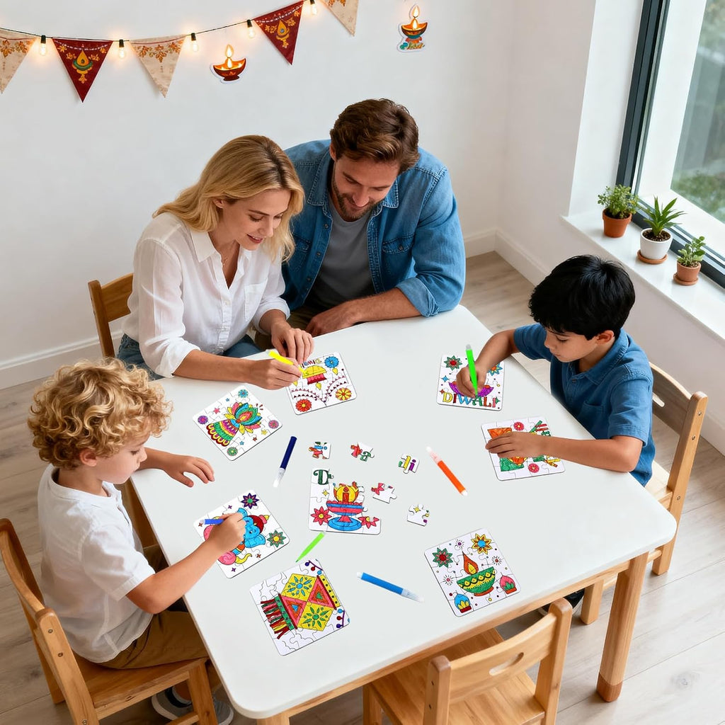 Diwali Crafts & Party Favors for Kids Bulk, Rangoli Activity DIY Art Puzzle
