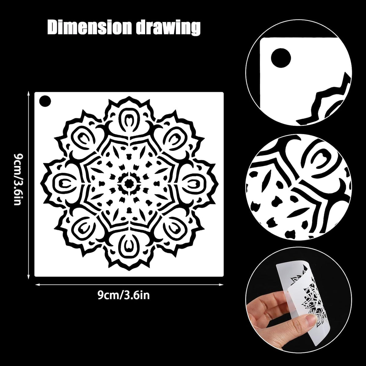 56 Pcs Mandala Stencils, 3.6 X 3.6 Inch Reusable Painting Templates