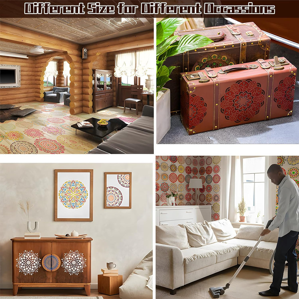 Mandala Stencils for Painting, 9 Pcs 12 Inch for Wall Decor Furniture