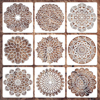Mandala Stencils for Painting, 9 Pcs 12 Inch for Wall Decor Furniture