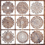 Mandala Stencils for Painting, 9 Pcs 12 Inch for Wall Decor Furniture