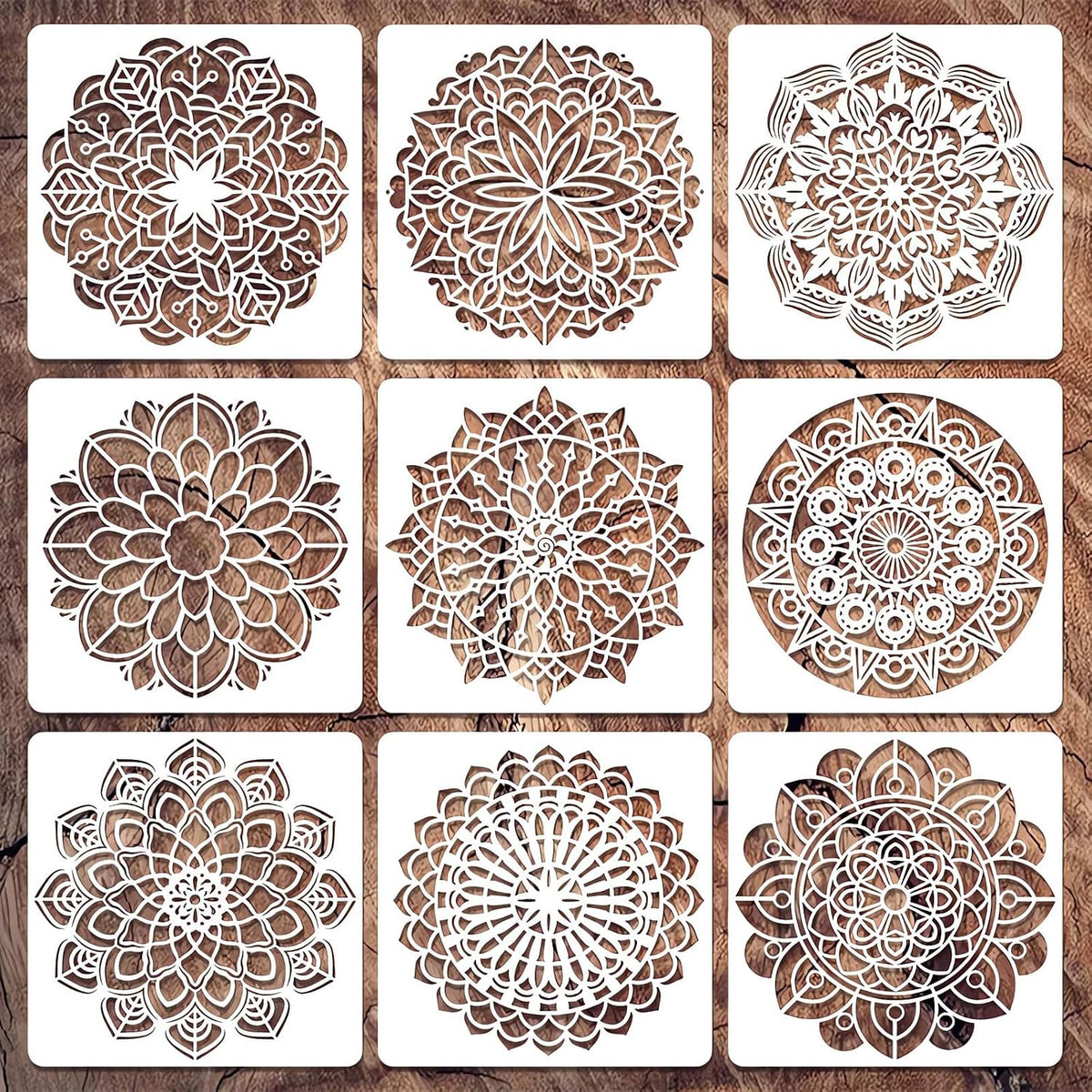 Mandala Stencils for Painting, 9 Pcs 12 Inch for Wall Decor Furniture