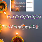 2 Pcs Diwali 16.5 Inch Large Rangoli Stencils Wooden DIY Making Kit, Reusable Rectangular Rangoli Stencils for Indian Decor, Diwali Onam Varalakshmi Pooja Festival Floor Painting(Wave)