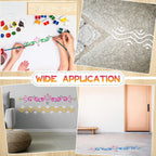 2 Pcs Diwali 16.5 Inch Large Rangoli Stencils Wooden DIY Making Kit, Reusable Rectangular Rangoli Stencils for Indian Decor, Diwali Onam Varalakshmi Pooja Festival Floor Painting(Wave)
