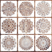 Mandala Stencils for Painting, 9 Pcs 6 Inch for Wood Signs Canvas