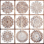 Mandala Stencils for Painting, 9 Pcs 6 Inch for Wood Signs Canvas