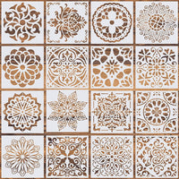 16 Pcs Mandala Stencils, 6 X 6 Inch Reusable Painting Templates for Crafts