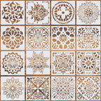 16 Pcs Mandala Stencils, 6 X 6 Inch Reusable Painting Templates for Crafts
