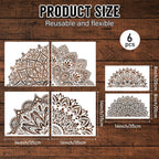 Large Mandala Stencils - 6 Pc Ranger Stencils for Walls & Fabric