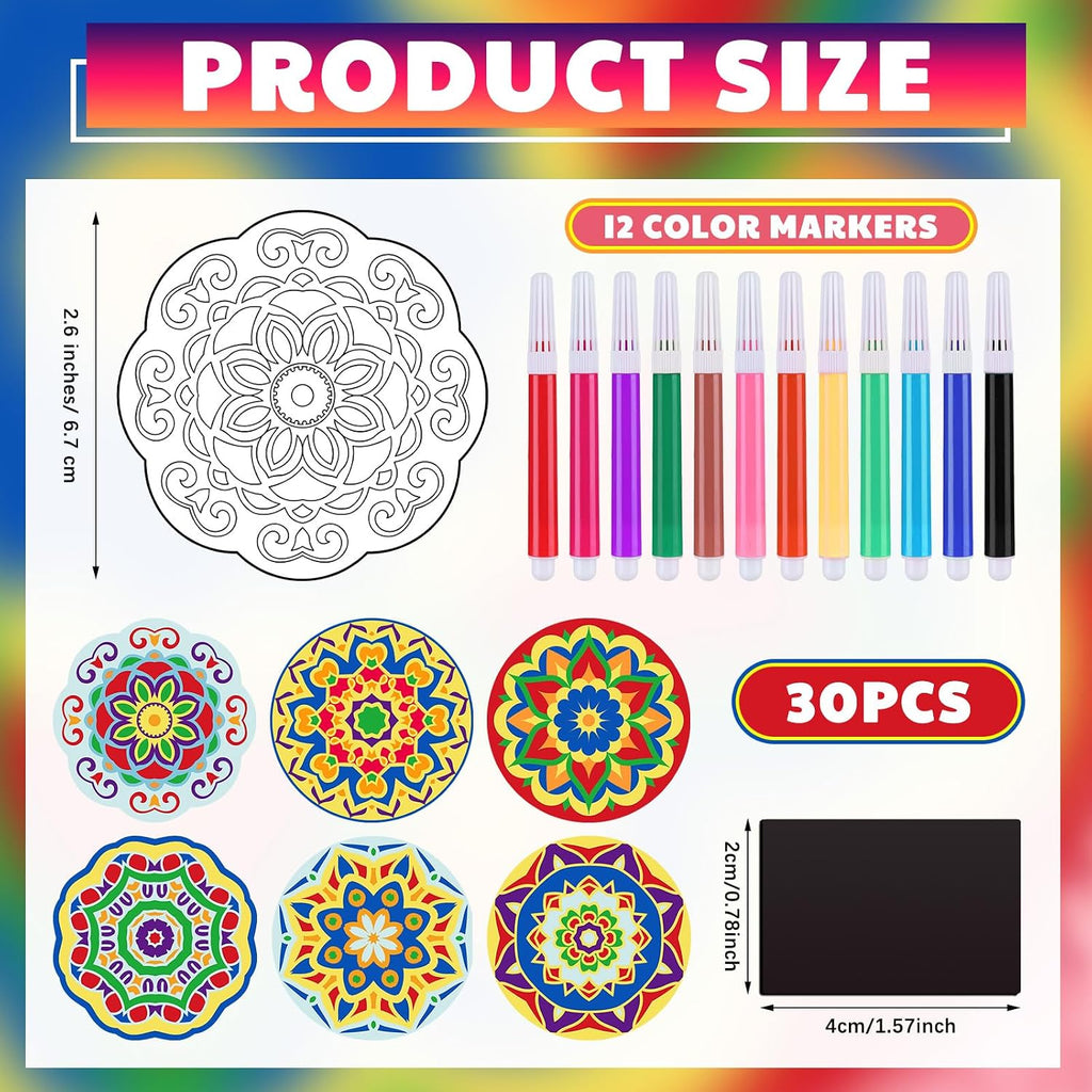 30 Pcs Diwali Mandala Coloring Cutouts Crafts for Kids