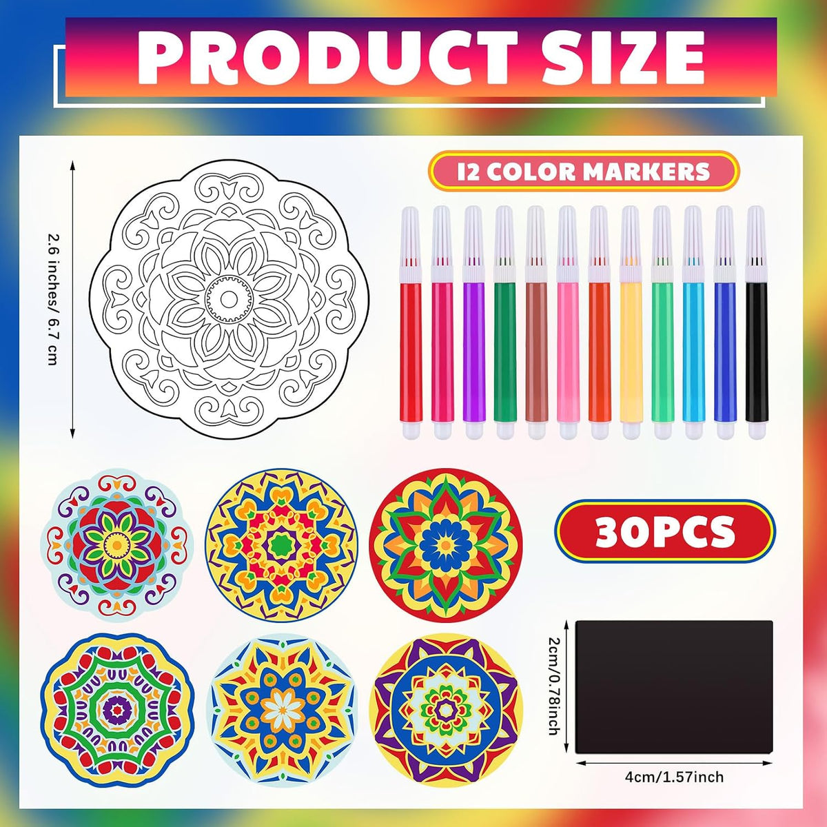 30 Pcs Diwali Mandala Coloring Cutouts Crafts for Kids