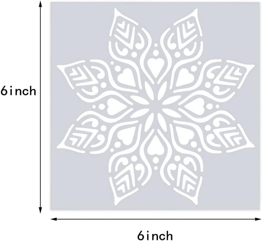 16 Pcs Mandala Stencils, 6 X 6 Inch Reusable Painting Templates for Crafts