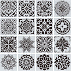 16 Pcs Mandala Stencils, 6 X 6 Inch Reusable Painting Templates for Crafts